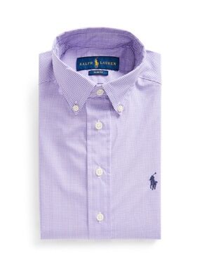 Ralph Lauren slim fit gingham lavender dress shirt boys